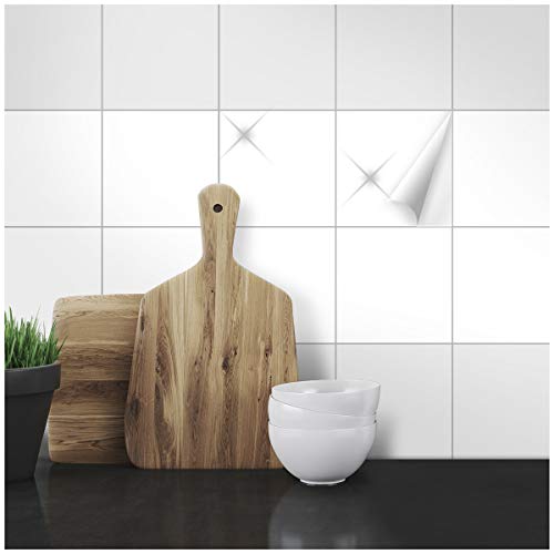 Fliesenaufkleber - 15 x 15 cm - 50 Stück - Weiß Seidenmatt und Glänzend - Für alle Fliesen in Küche, Bad & Innenbereich