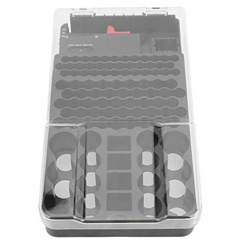 Oumefar Batteriebehälter 104 Gitter 3 Lichter Batteriespeicher-Organizer mit Batterietester