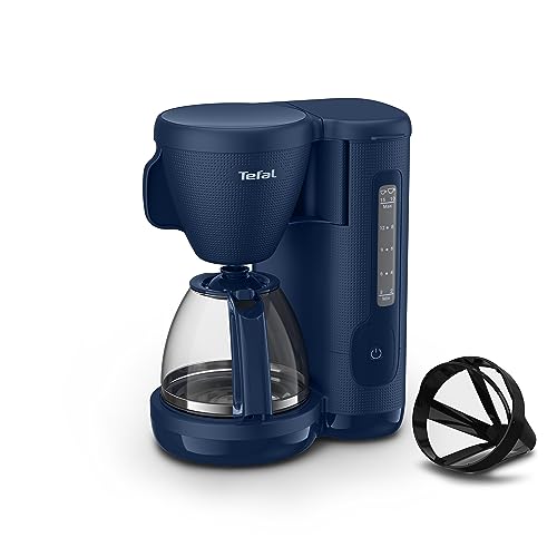 Tefal CM2M14 Morning Filterkaffeemaschine | elegantes Design | Glaskanne mit 1,25 l Kapazität | 10-15 Tassen | Schwenkfilter | Warmhaltefunktion | Tropfstopp | Wanted Blue