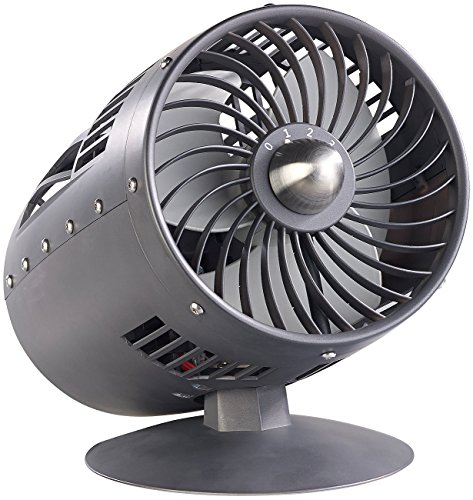 Sichler Haushaltsgeräte Retro Ventilator leise: Designer-Objekt: Tischventilator im Turbinen-Look, Ø 15 cm, 33 W (Vintage-Ventilator)