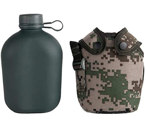OAREA 1L Outdoor Sports Wasserflasche Militär Camping Wasserflasche mit Tasche Kantine Flasche Camping Wandern Survival Trinkwasserkessel (Color : WB29-DD)