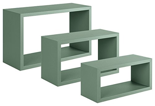 SANITEC Set mit 3 Wandregalen Modern 15.5x45x27 cm Verde Acqua Marina