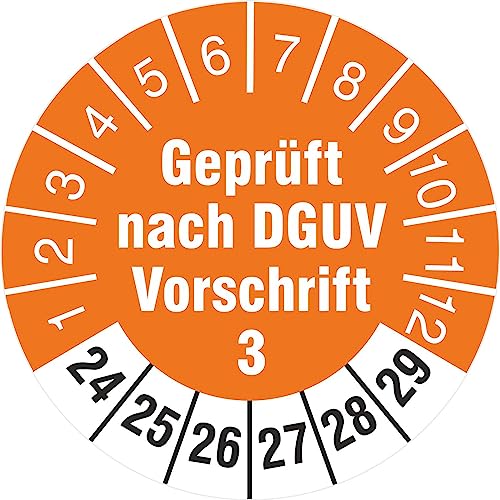 200 x Prüfplakette 18 mm Prüfetiketten geprüft nach DGUV Vorschrift 3 2020-2025