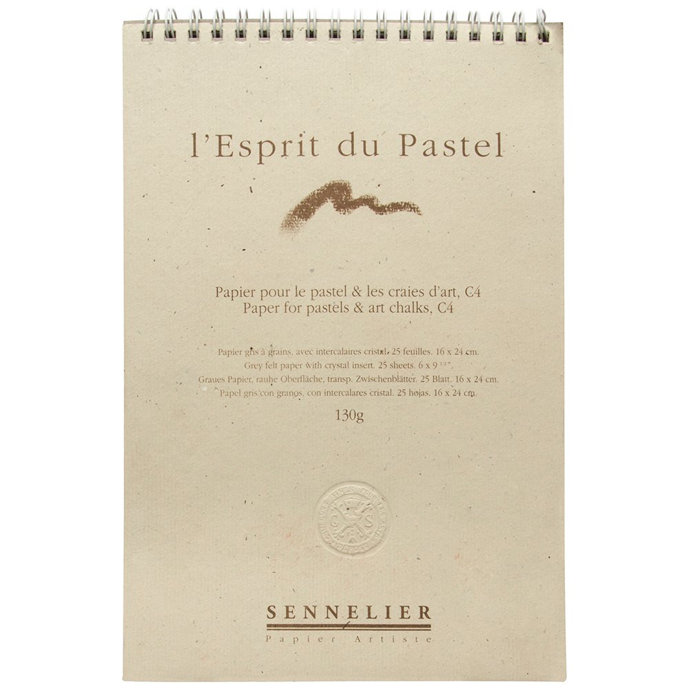 Sennelier, die Soft Pastel Paper Pad 24x16cm - 25 Blätter - 130gsm grau geädert Filzpapier mit interleaved