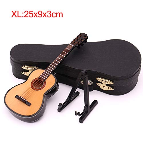Yiwa Mini Klassik Gitarre Modell Miniatur Holz Mini Musikinstrument mit Ständer XL: 25 cm.