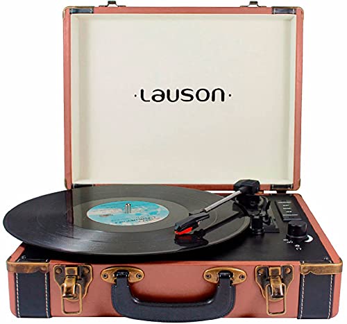 LAUSON CL605 Plattenspieler Bluetooth | USB | Schallplattenspieler Koffer | Digital Encoder Vinyl-to-MP3 | Vinyl Record Player | RCA | 33/45/78 RPM | Integrierte Lautsprecher (Braun)