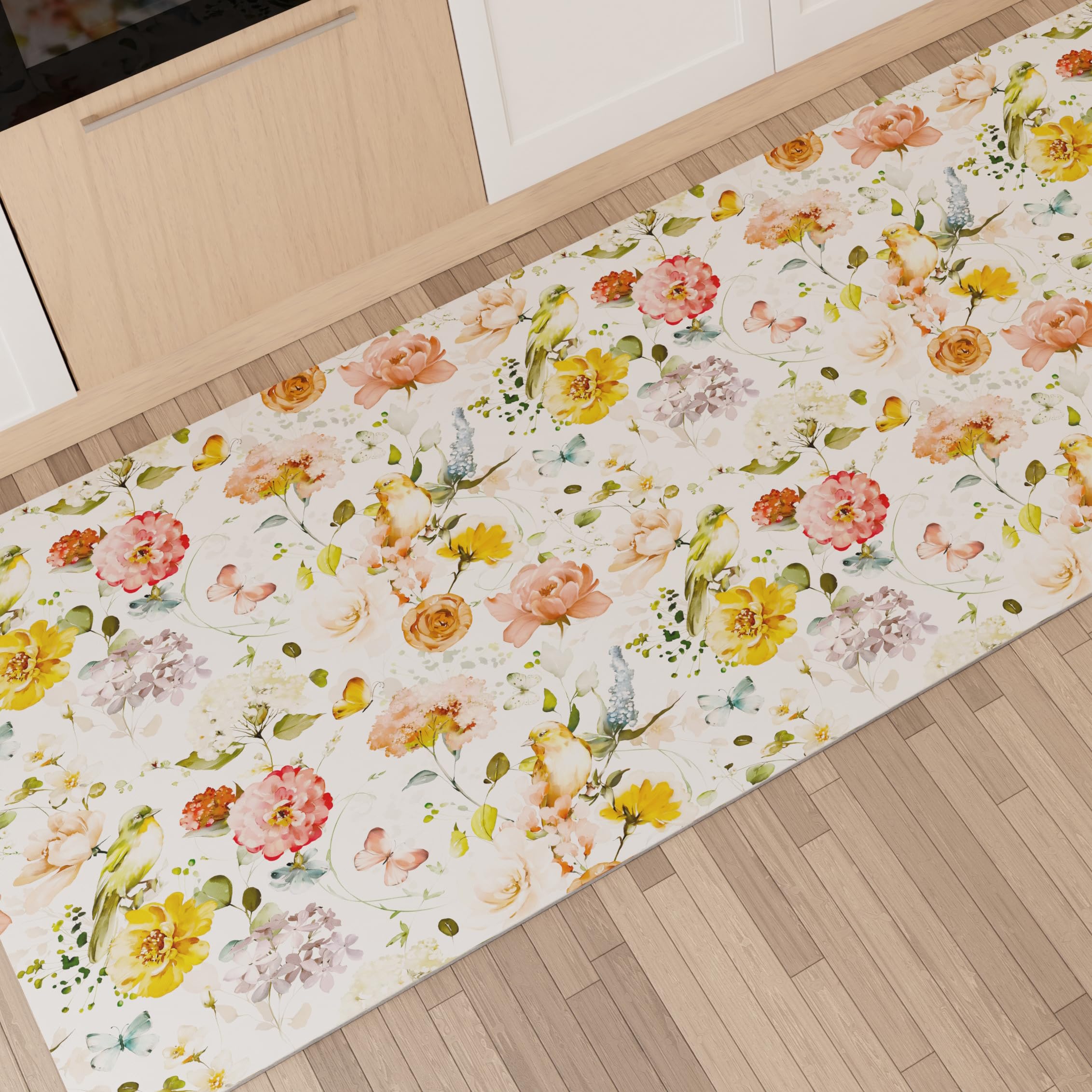 PETTI Artigiani Italiani - Teppich für Küche, rutschfest und waschbar, 52 x 240 cm, Blumenmuster, 06, 100% Made in Italy