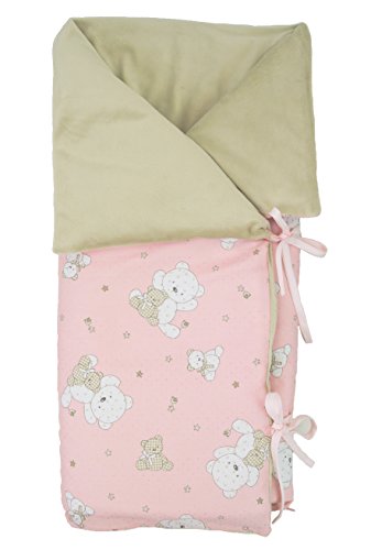 Einschlagdecke Schlafsack Winter Convertible Polsterung im Kuscheltuch, herausnehmbare Füllung pink Bär mit Haar extra-suave Sand