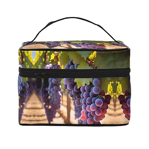 Desert Grapes Stilvolle und praktische Reise-Kosmetiktasche mit extra großen Fächern und Reißverschluss, wasserdicht, Schwarz , Einheitsgröße