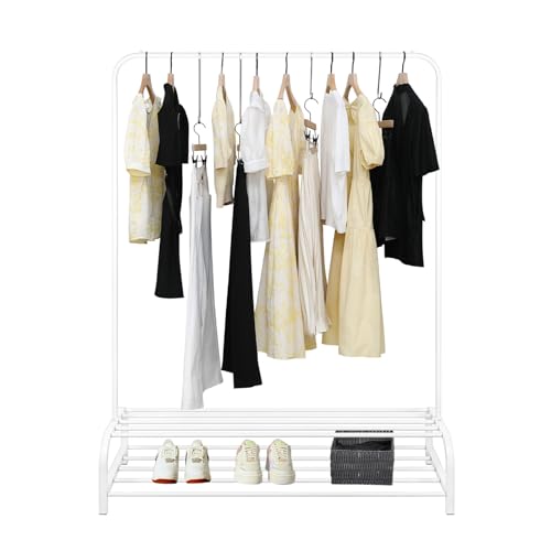 HUOLE Kleiderständer, Kleiderstange für Schlafzimmer, Freistehende Kleiderstange, Minimalistisches Design Kleiderstangen, Tragbare Kleiderstange110*46 * 157 cm-bianco