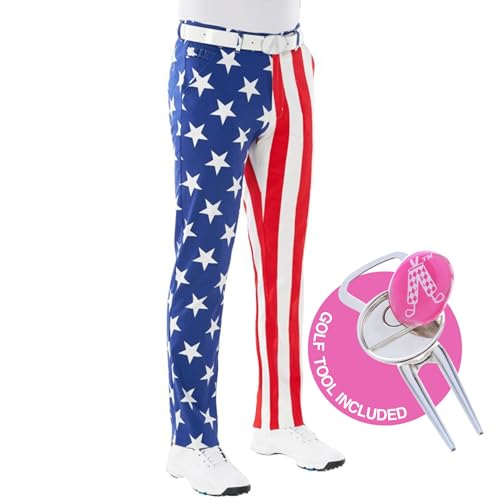 Royal & Awesome USA Flagge amerikanische Golfhose für Männer, Golfhosen für Männer, Funky Golfhosen, Sich verjüngte Herrengolfhosen