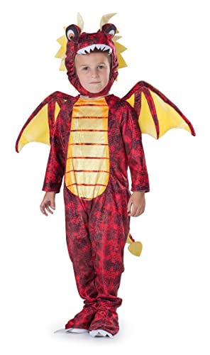 Dress Up America Unisex-Kinder-Drachenkostüm für Kinder – Roter Drache-Kostüm-Set für Mädchen und Jungen – Drachen-Anziehset für Kleinkinder