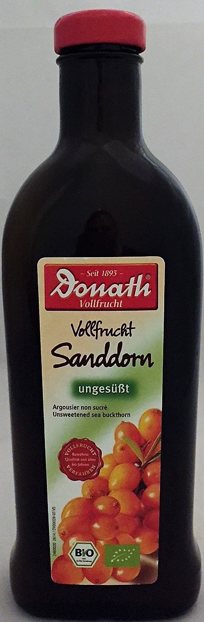 Donath Vollfrucht Sanddorn ungesüßt bio, 2 x 500ml (Doppelpack)