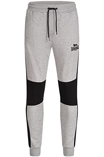 Lonsdale Men's SMERRAL Sweatpants, Marl Grey/Black, XL