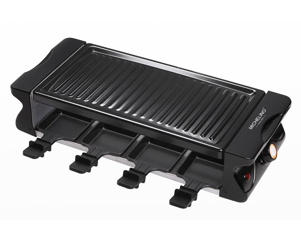 Michelino Raclett BBQ-Grill für 8 Personen mit 8 St. PP-Spateln Tischgrill Grill Platte