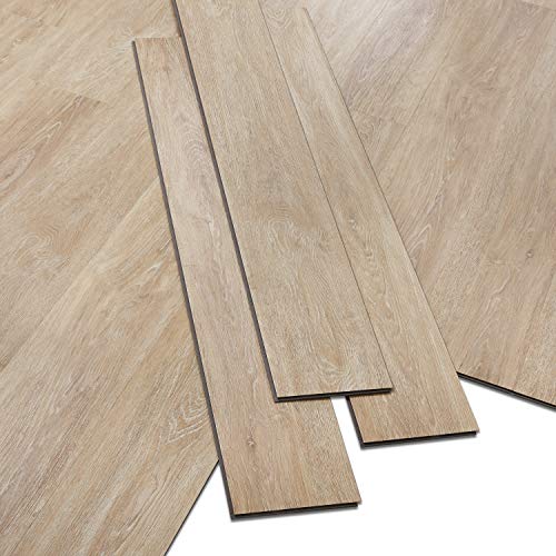 ARTENS - PVC Bodenbelag Wharton - Click Vinyl-Dielen - Vinylboden- Rohholz-Effekt - Hellbraun/Beige - Intenso - 122 cm x 18 cm x 5 mm - Dicke 5 mm - 1,1m²/5 Dielen