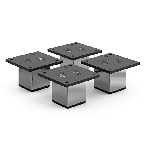 sossai® Exklusiv - Aluminium Möbelfüße | E4MF-N | 4er Set | Höhe: 80mm | Farbe: Chrom