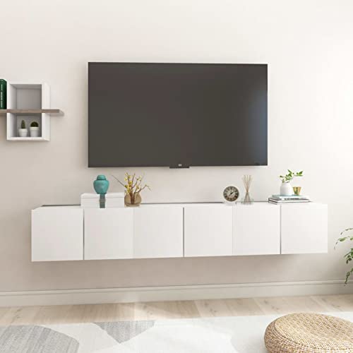 Susany 3 STK. TV Board Hängend, Hängeschrank, Hängeboard Wohnwand, TV Lowboard mit Fächer Spanplatte Weiß 60x30x30 cm