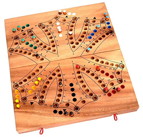 Tock Tock Dog Game Board für 6 Spieler Knobelholz Tock Gesellschaftsspiel mit Spielkarten für Einzel Spieler oder Teams spannendes Brettspiel aus Holz