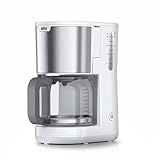 Braun Household PurShine KF 1500 WH Kaffeemaschine - Filterkaffeemaschine mit Glaskanne für bis zu 10 Tassen, OptiBrew-System, Automatische Abschaltung, 1000 Watt, Weiß, KF1500WH