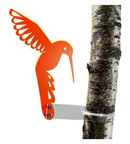Sonnenfänger „Kolibri“ aus transparentem Plexiglas (Orange), fluoreszierend -> leuchtende Kanten auch in den Abendstunden, 20 cm Höhe, incl. Montagematerial, Frost- und Witterungsbeständig