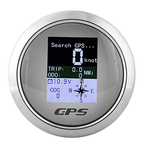 85 Mm Digitaler GPS-Tachometer LCD-Geschwindigkeitsmesser Kilometerzähler Kurs Tachometer GPS-Auto-Bootsingenieur Einstellbare Rostfreie Wasserdichte Digitale Anzeigen(Weiß)