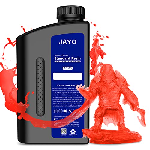 JAYO 3D Drucker Resin, LCD UV 405nm Rapid Resin für 2K 4K 6K 8K LCD/DLP/SLA 3D Drucker Photopolymer Kunstharz Flüssige 3D-Druckmaterialien Klarrot 1000g