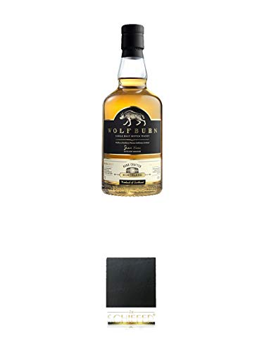 Wolfburn Northland Single Malt Whisky 0,7 Liter + Schiefer Glasuntersetzer eckig ca. 9,5 cm Durchmesser