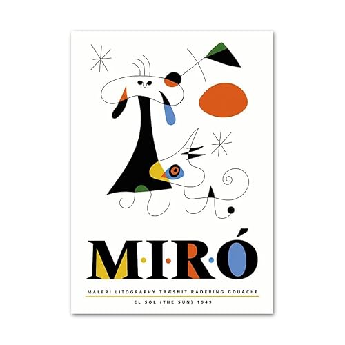 Joan Miro Moderne Poster und Drucke Abstrakte Wandkunst Runde Farbe Leinwand Malerei Ausstellungsbilder für Wohnzimmer Dekor 50x70cmx1 Kein Rahmen