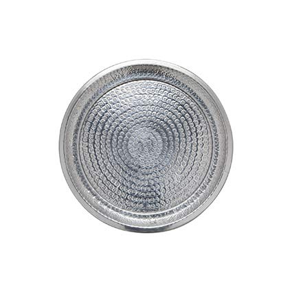 ecosoul Darjeeling Tray Fairtrade Aluminium-Tablett dekoratives, indisches Design 48cm Durchmesser Silber Platte silbern Indien indisch rund Teller Servierplatte Deko-Teller