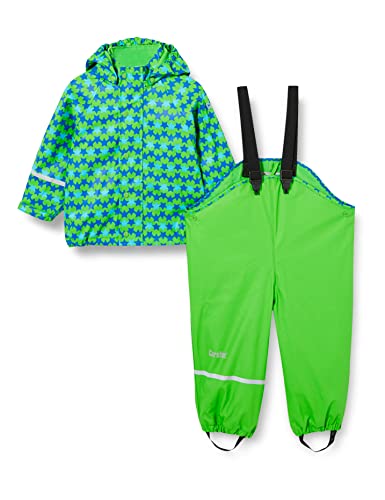 CareTec Kinder wasserdichte Regenlatzhose und -jacke im Set (verschiedene Farben), Grün (Grün 974), 104