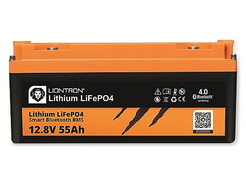 LIONTRON LiFePO4 12V 55Ah Lithium Batterie mit Smart Bluetooth BMS - Versorgungsbatterie für Wohnmobil, Boot, Camping oder Solar