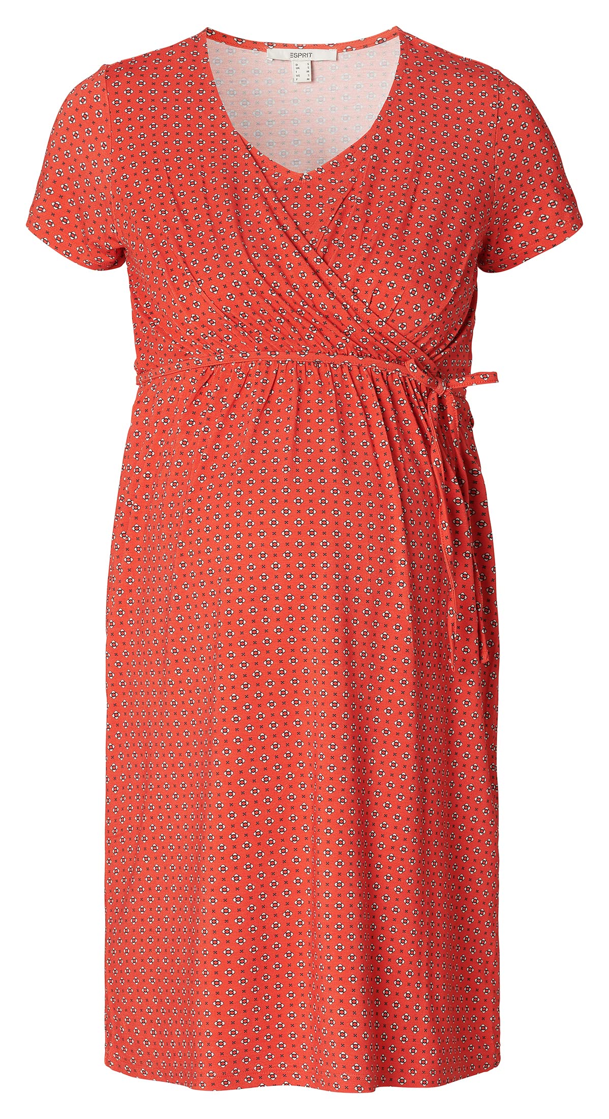 ESPRIT Damen Dress Nursing Short Sleeve Allover Print Kleid, Flame Red-609, L