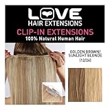 Love Hair Extensions Einteilige 100% Echthaar-Clip-In-Extensions Farbe 18/22 - Aschblond/Strandblond - 46cm, 1er Pack (1 x 20 g)