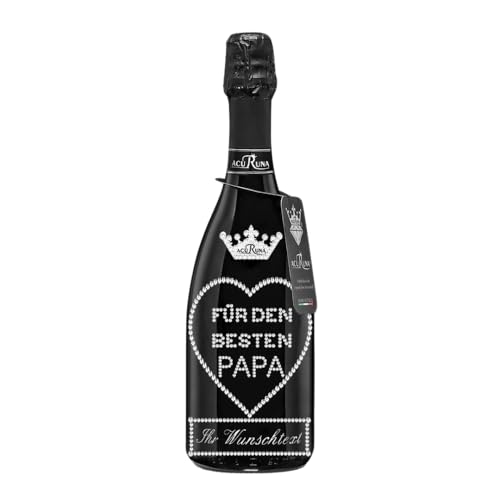 Personalisiertes Geschenk Geburtstag Vatertag Männer mit Swarovski Kristalle ausgefallen Prosecco Flasche 0,75 l Motiv FÜR DEN BESTEN PAPA