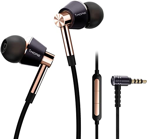 1MORE E1001 Triple-driver Hi-Fi Kopfhörer In-Ear Ohrhörer Hi-Res Audio mit Mikrofon und Fernbedienung Kompatibel mit iOS und Android (golden)