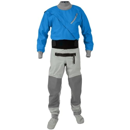 Dry Suit Kajak für Herren, atmungsaktives Material, Stoff, Surfen, Segeln, 3 Schichten, Blau, Größe L