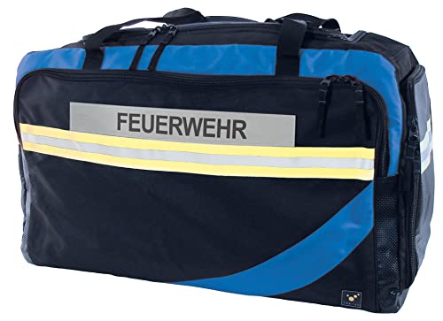tee-uu RAGBAG Bekleidungstasche (schwarz/blau) inkl. Reflexstreifen Feuerwehr