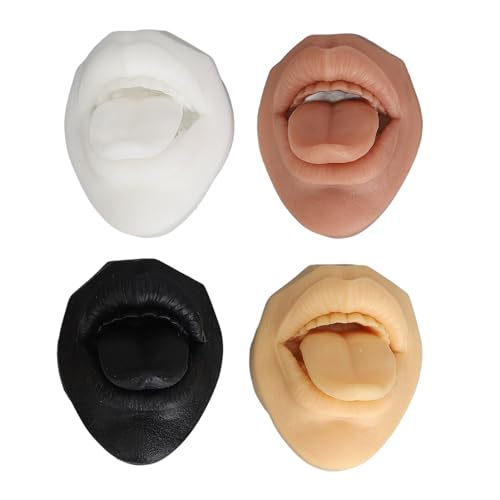 4 Farben Wiederverwendbares Weiches Zungenmodell für Piercing-Übungen, Display-Forschung mit Lebensechtem Design, Flexibles Material für Authentisches Erlebnis, Acryl-Ständer