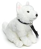 Uni-Toys - Weißer Schweizer Schäferhund Welpe, sitzend (mit Leine) - 26 cm (Höhe) - Plüsch-Hund, Berger Blanc Suisse - Plüschtier, Kuscheltier