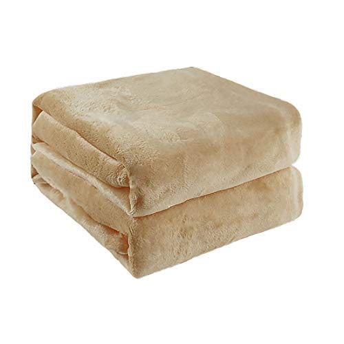 N/A Flanel Fleece-Blanket Soft Lightweight Plush Microfaser Bed Gold Couch Blanket, Camel Color Queen