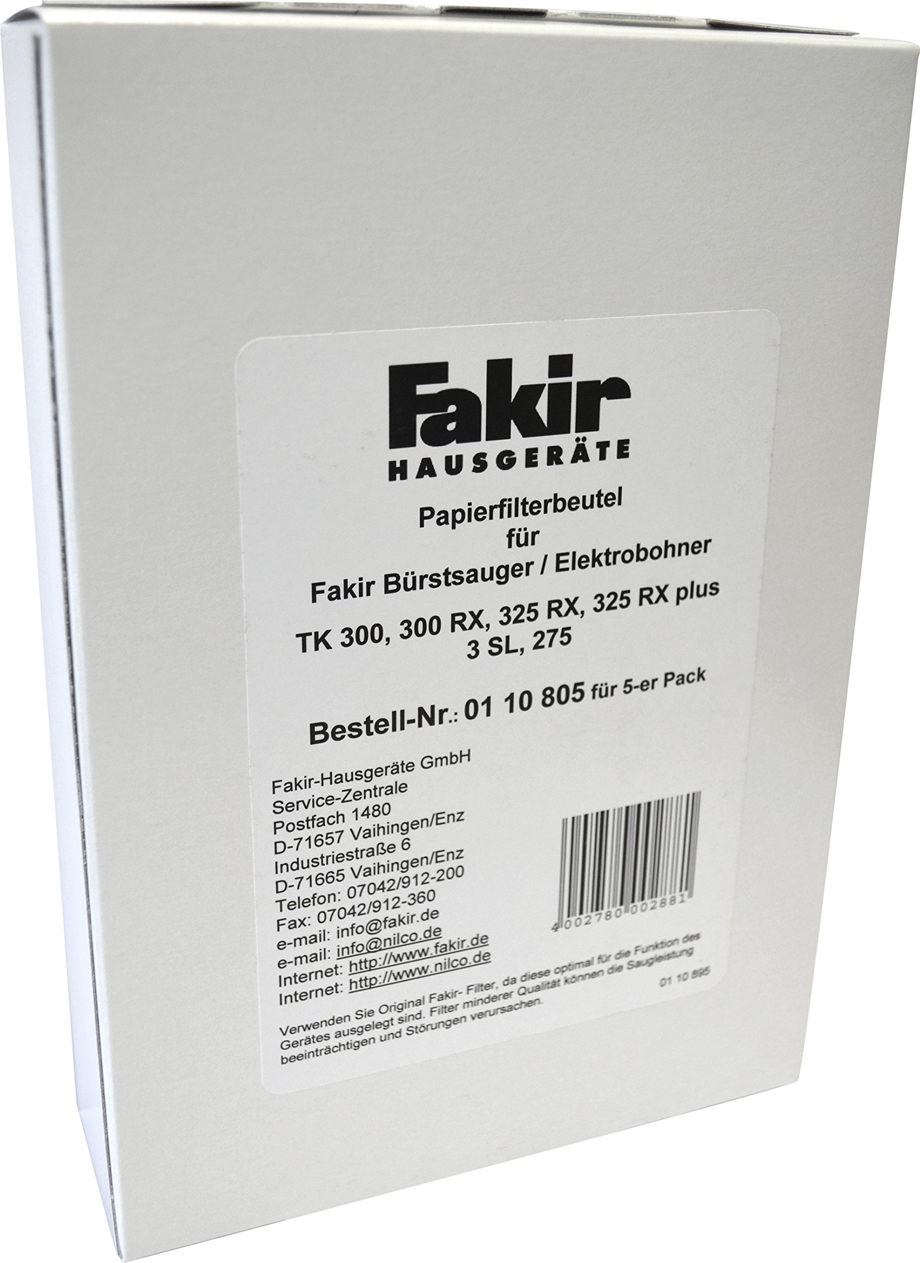 Fakir 0110805 Bohner 3 SL Papierfilter Pack A 5