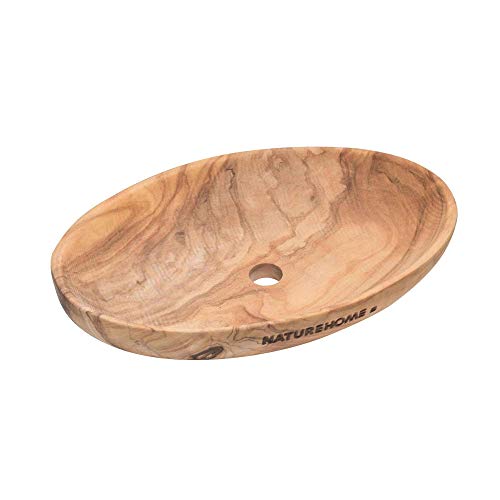 NATUREHOME Olivenholz Seifenschale natürliche Holz Schale oval - 14x9x3 cm Seifenhalter Dusche für Bad und Küche
