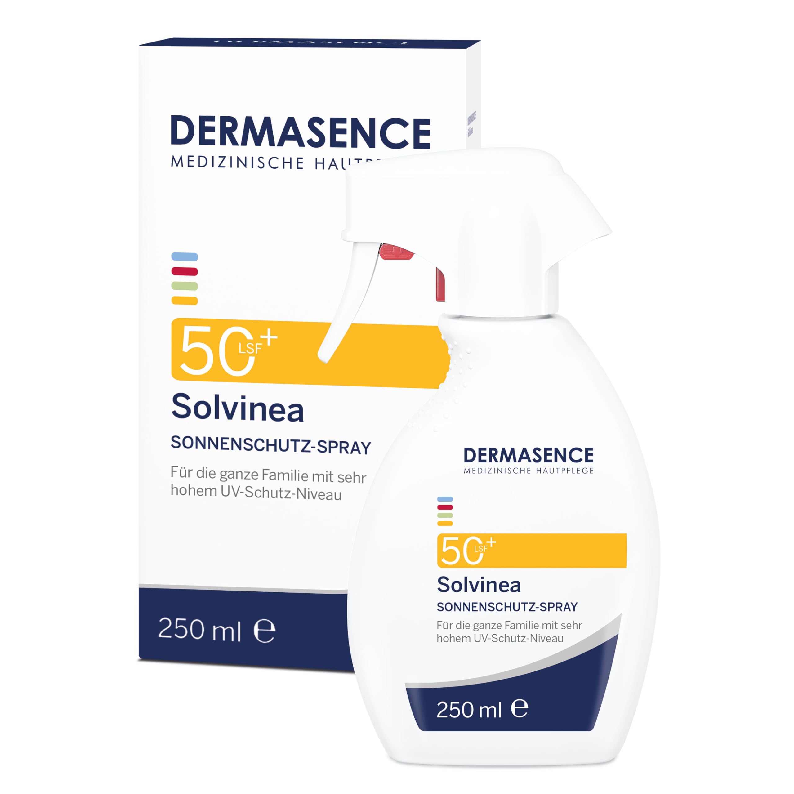 DERMASENCE Solvinea Spray LSF 50+, 250 ml - Sonnenschutzspray mit sehr hohem UV- und Infrarot-Schutz - zieht schnell ein ohne ein Fettfilm zu hinterlassen - klebt nicht - für die ganze Familie
