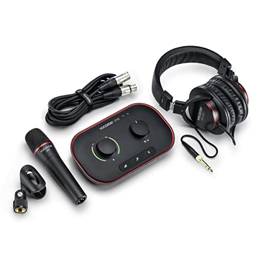 Vocaster One Studio – Podcast-Audio-Interface für Solo-Aufnahmen, mit dem Mikrofon Vocaster DM1 in Studioqualität und den Kopfhörern HP60v.