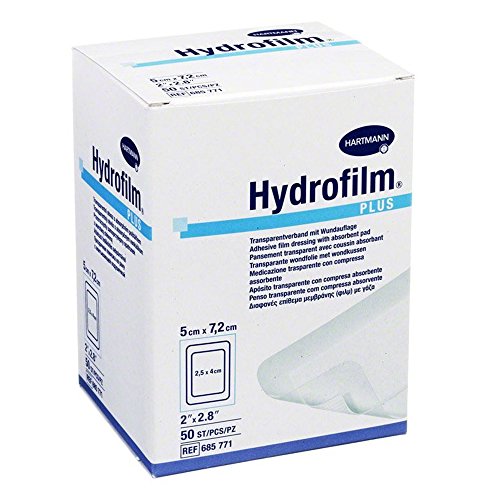 HARTMANN 6857710 Hydrofilm Plus Transparentverband, 7.2cm x 5cm, 50 Stück