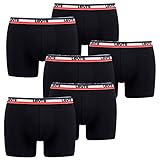 6er Pack Herren Levis SPRTSWR Logo Boxer Brief Boxershorts Unterwäsche Pants, Farbe:200 - Black, Bekleidungsgröße:M