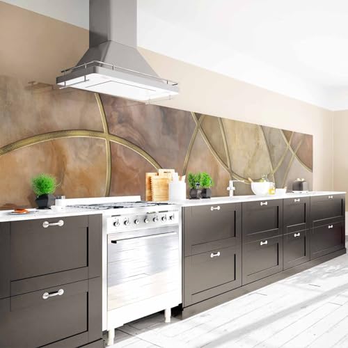 Arcondo Küchenrückwand Spritzschutz Selbstklebend mit Motiv Eklektischer Marmor in Sepia Folie Premium Matt 50 x 50 cm