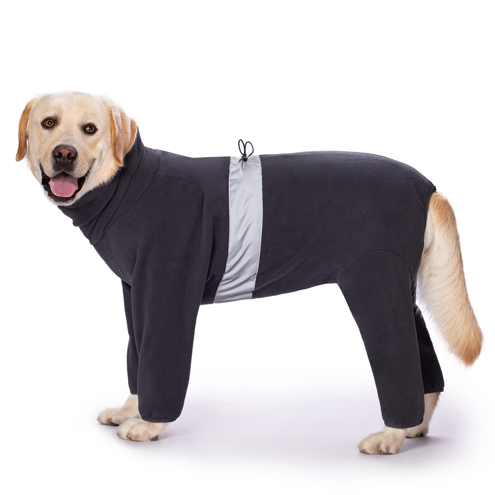 Miaododo Polarfleece-Hundekleidung für den Winter für mittelgroße und große Hunde, Thermo-Hundejacke, Einteiler für Jungen oder Mädchen, Reißverschluss auf der Rückseite (26, Dunkelgrau)
