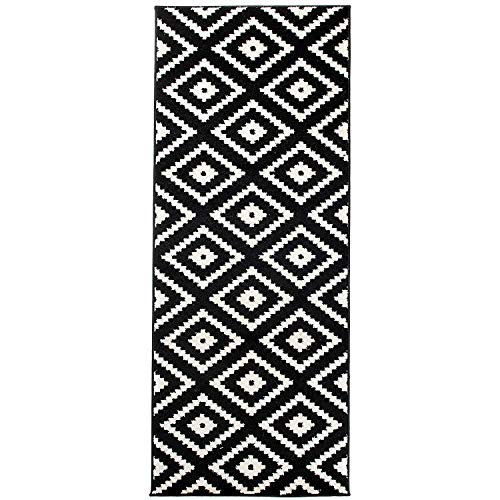 Carpeto Läufer Teppich Modern Schwarz 100 x 150 cm Geometrische Muster Kurzflor Furuvik Kollektion
